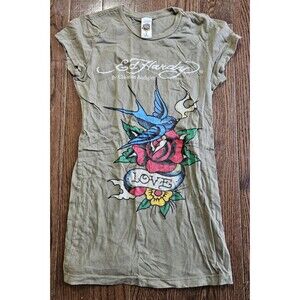 Vintage Ed Hardy By Christian Audigier Shirt Sm T Shirt Y2K Bird Rose Love